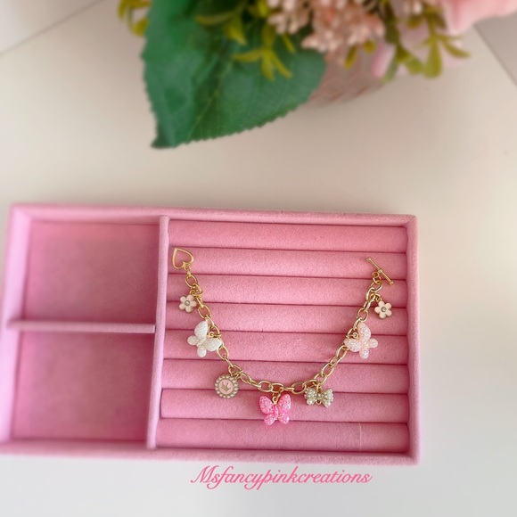 Gold plated handmade Bling Butterfly Charm Bracelet - Picture 4 of 4